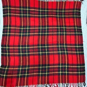 Vintage Wool Red Black 52 x 52 Soft Warm Throw Blanket